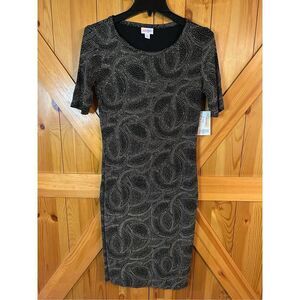 LulaRoe Sparkling Bling Glitter Size Small Julia Dress Studded Black Formal Part